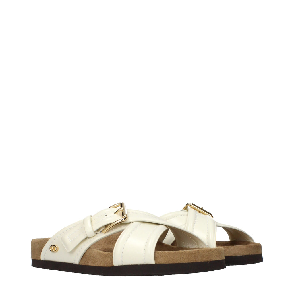 Mules Valentino Garavani en cuir beige