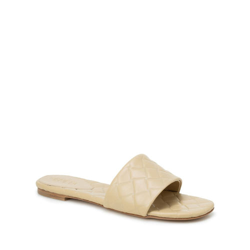 Bottega Veneta Sandales Plates en Cuir d'Agneau Beige