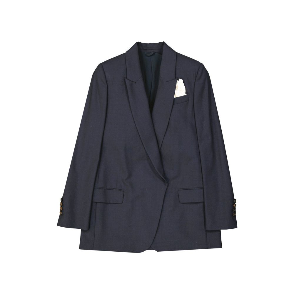 Manteau en laine vierge bleu Brunello Cucinelli