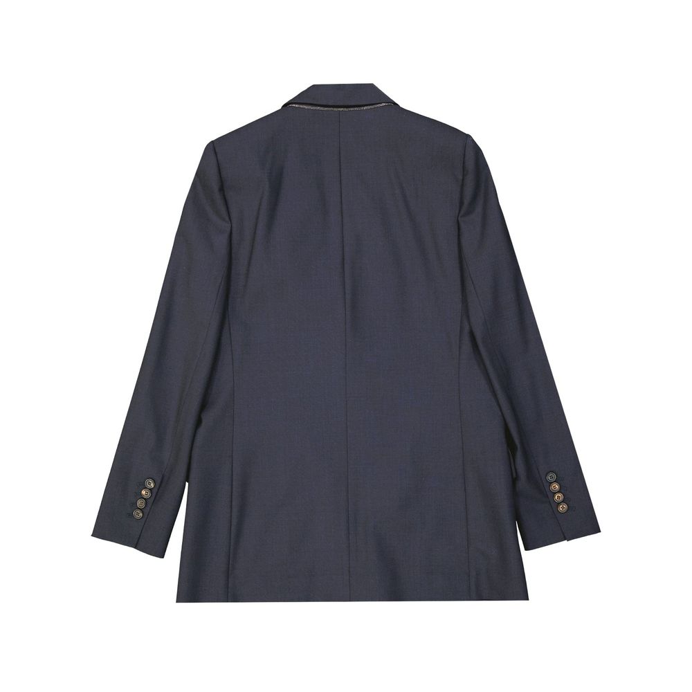 Manteau en laine vierge bleu Brunello Cucinelli
