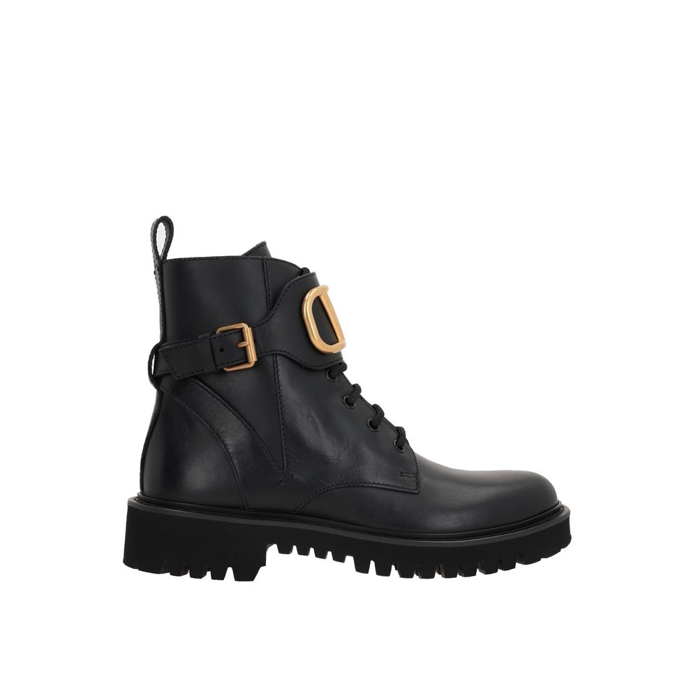 Valentino Garavani Bottines à lacets en veau noir