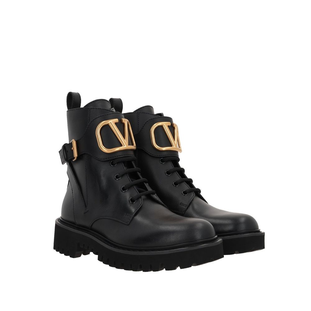 Valentino Garavani Bottines à lacets en veau noir