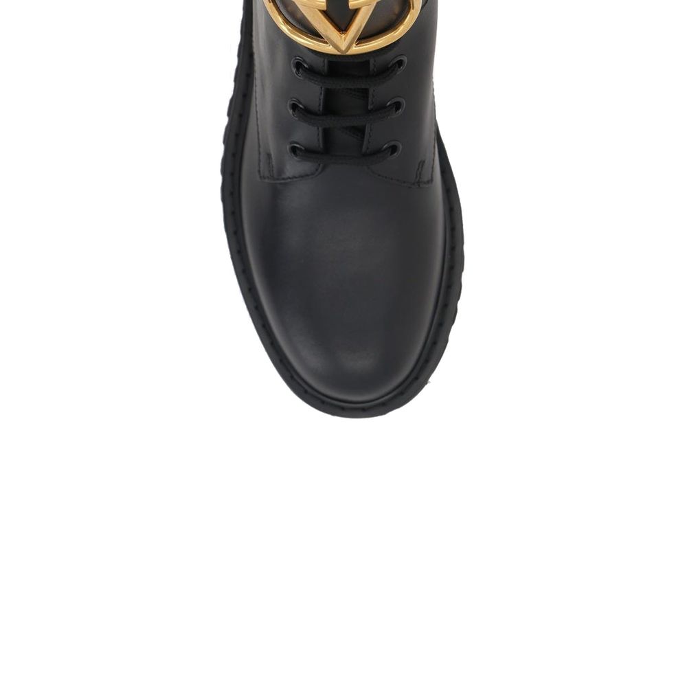 Valentino Garavani Bottines à lacets en veau noir