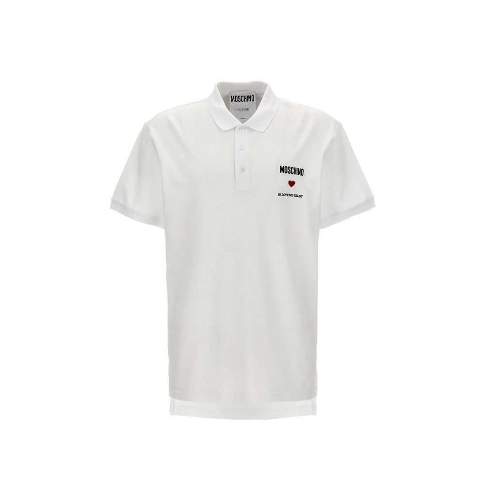 Polo Moschino Couture en coton blanc