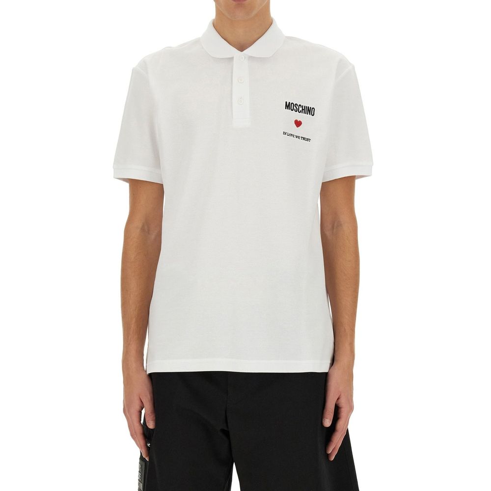 Polo Moschino Couture en coton blanc
