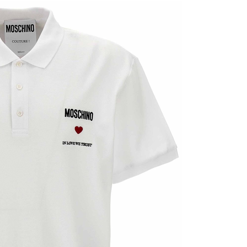 Polo Moschino Couture en coton blanc