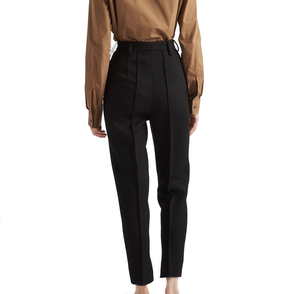Prada Black Virgin Wool Casual Trousers