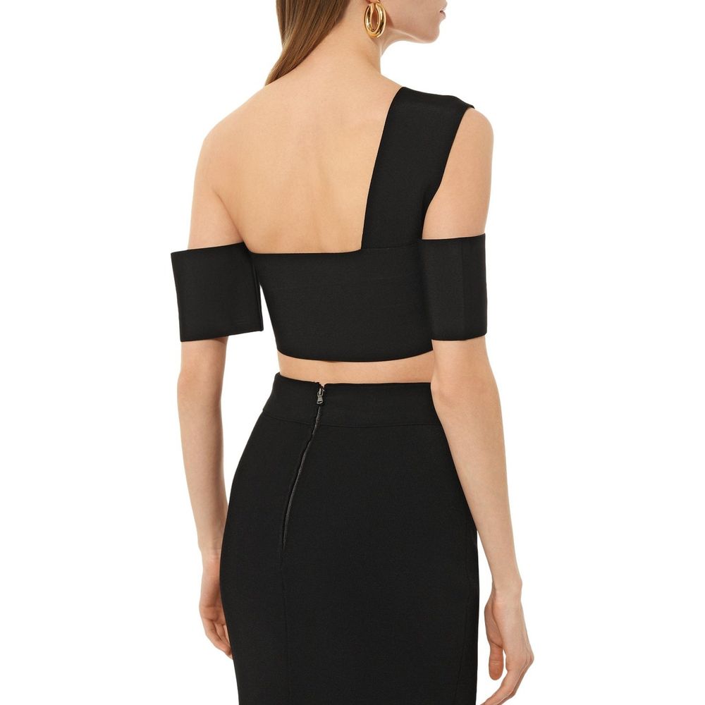 Alexander McQueen Black Elastane Tank Tops