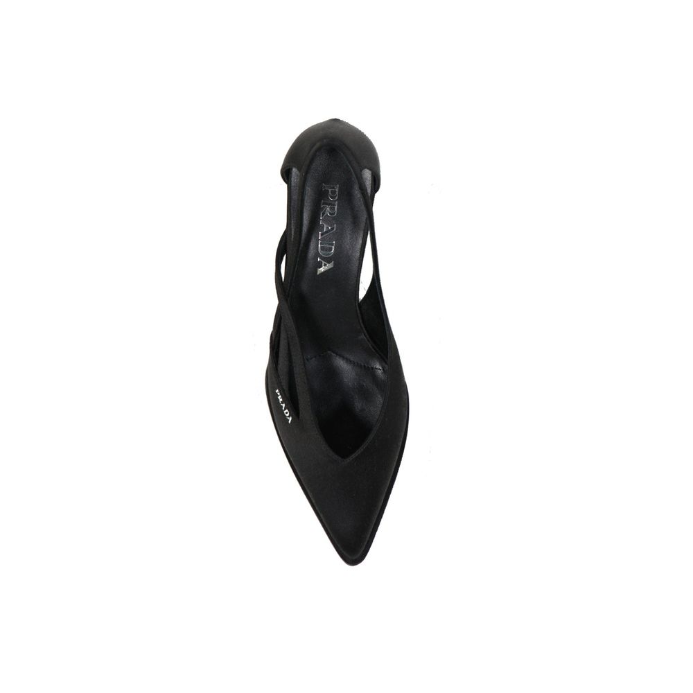 Escarpins Prada en Soie Noire à Talon Mi-Haut