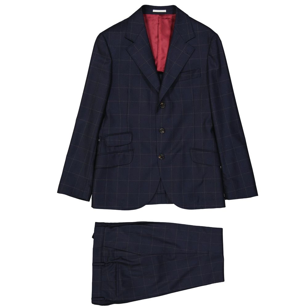 Costume deux pièces en laine bleu Brunello Cucinelli