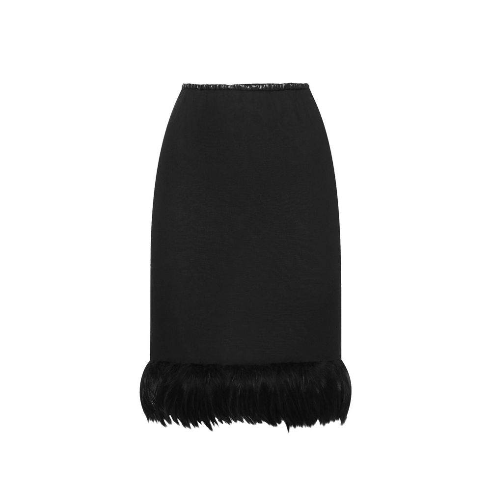 Jupe mi-longue en soie noire Saint Laurent