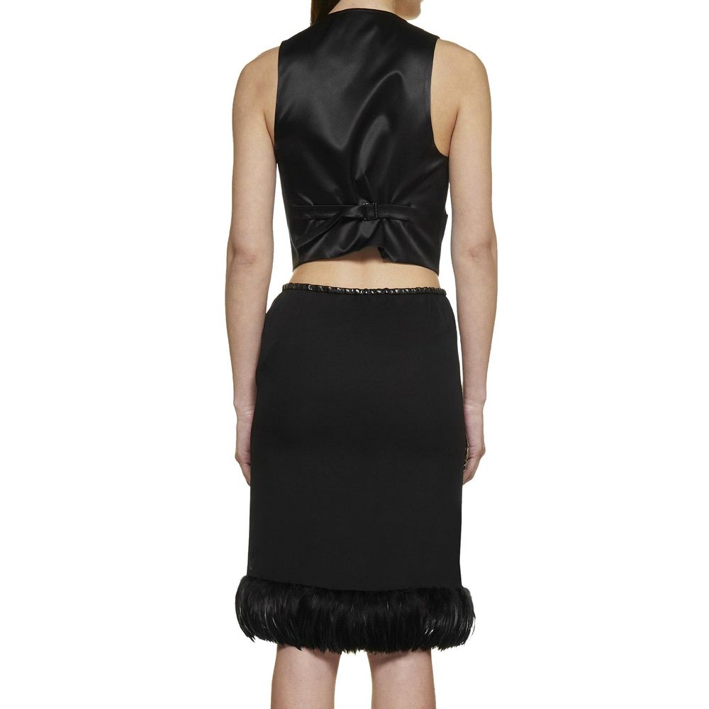 Jupe mi-longue en soie noire Saint Laurent
