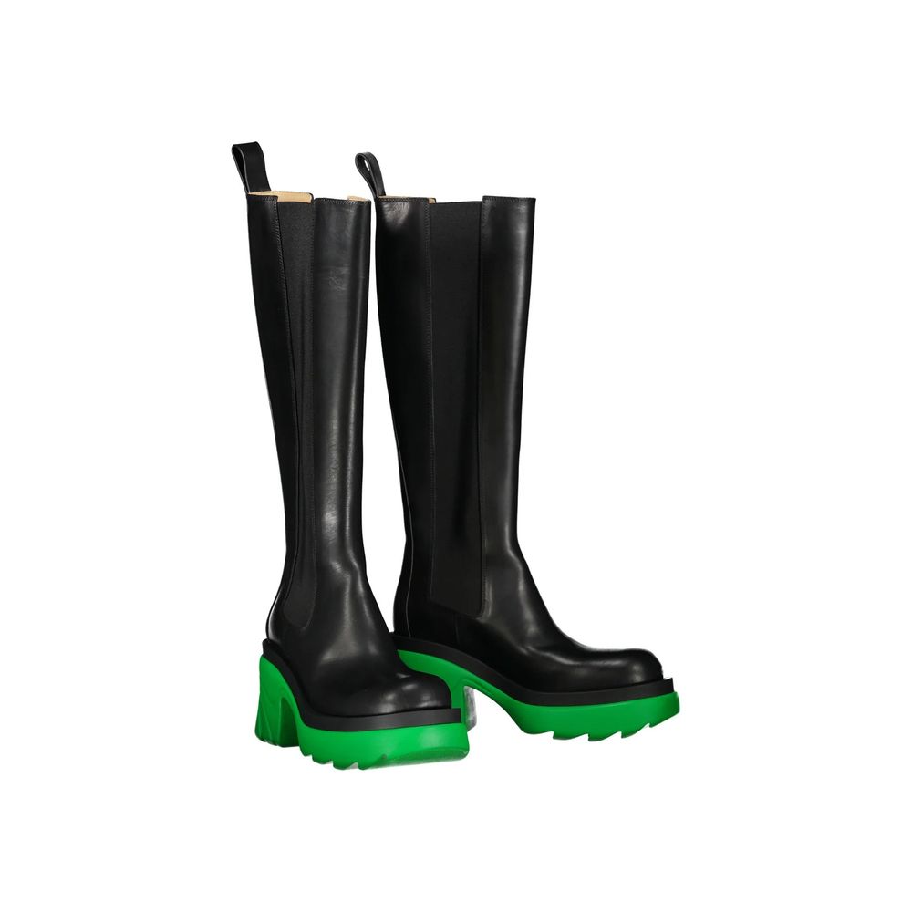 Bottega Veneta Black Leather Flat Boots