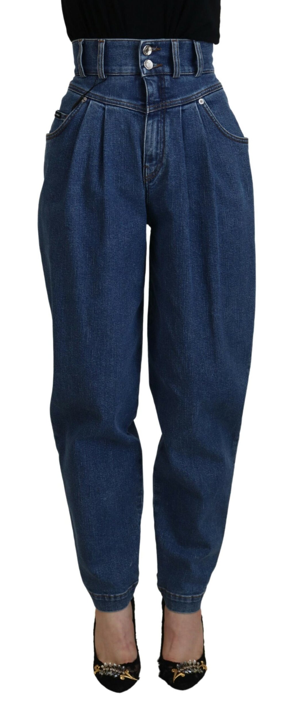 Dolce & Gabbana Blue Cotton High-Waisted Jeans