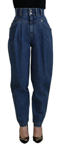 Dolce & Gabbana Blue Cotton High-Waisted Jeans