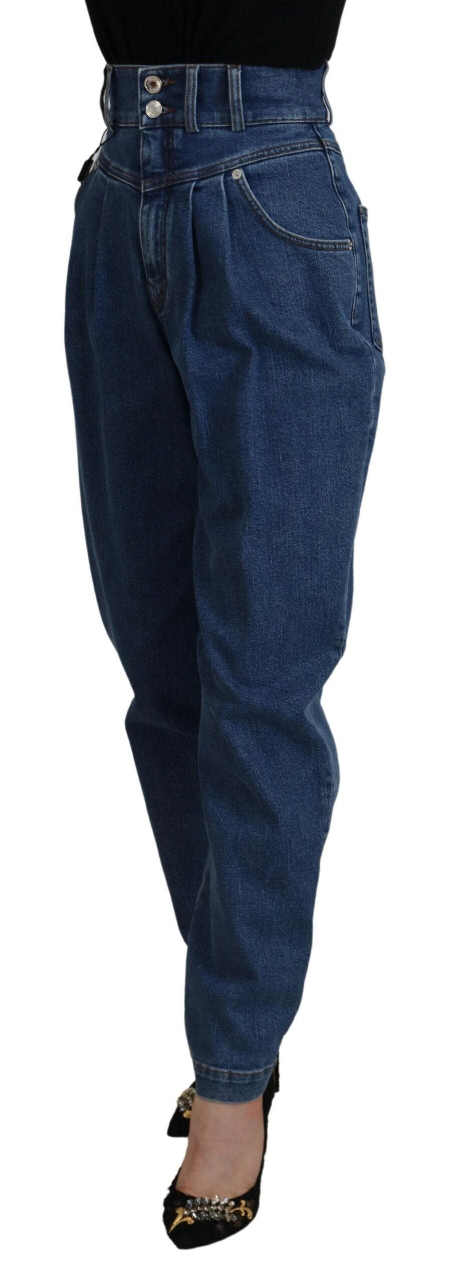 Dolce & Gabbana Blue Cotton High-Waisted Jeans