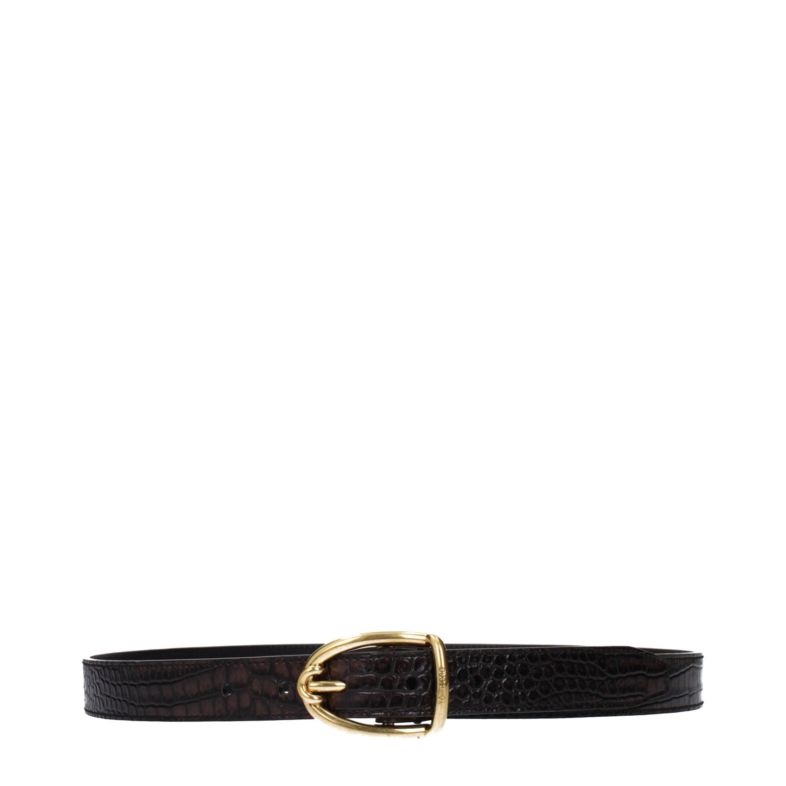 Ceinture classique en cuir marron Tom Ford
