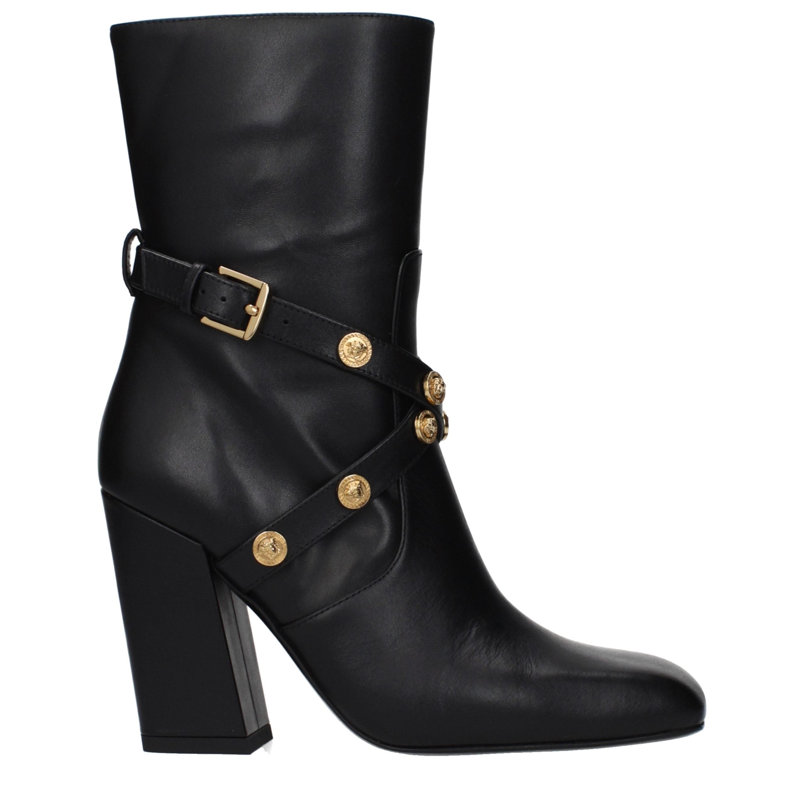 Bottines Versace en cuir noir