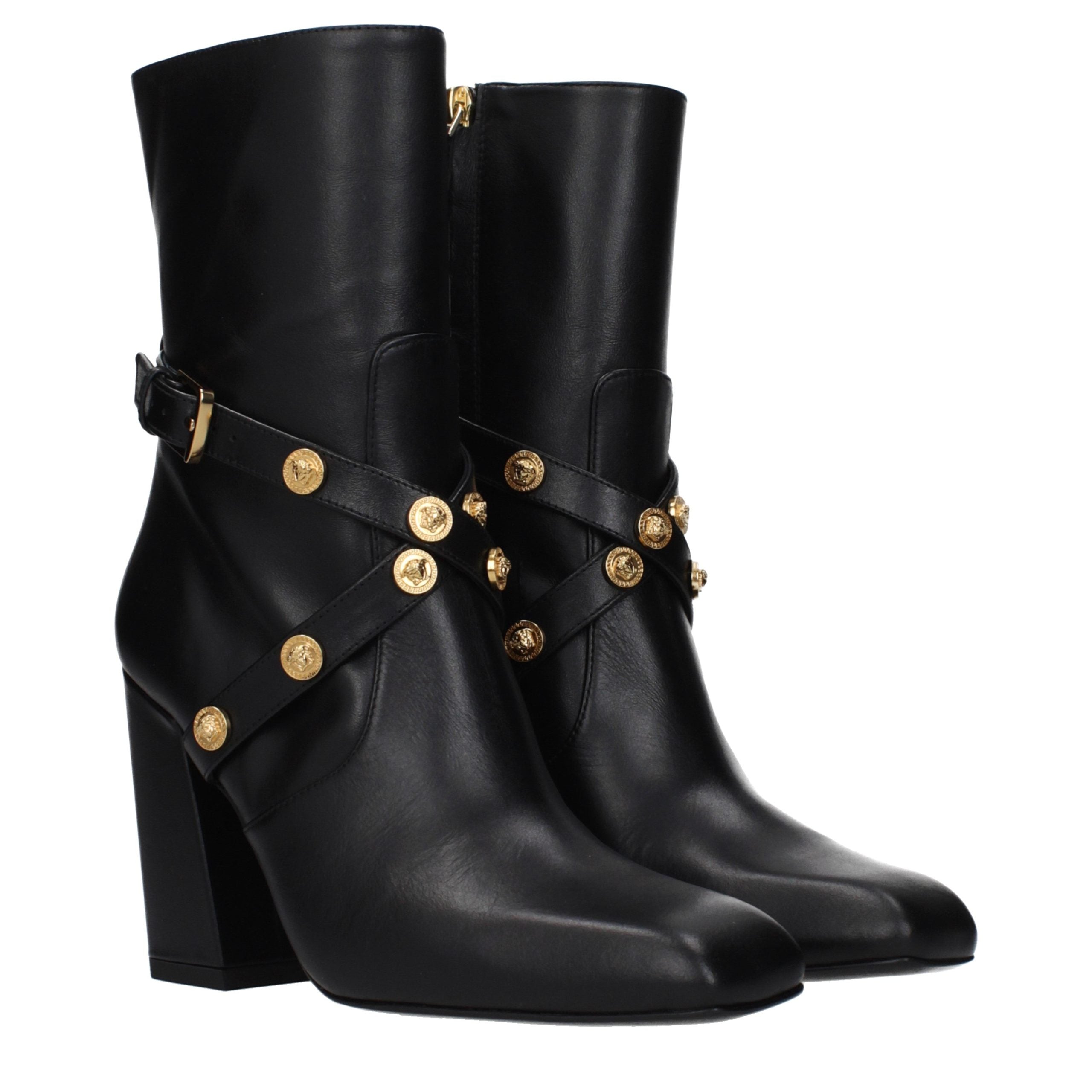 Bottines Versace en cuir noir