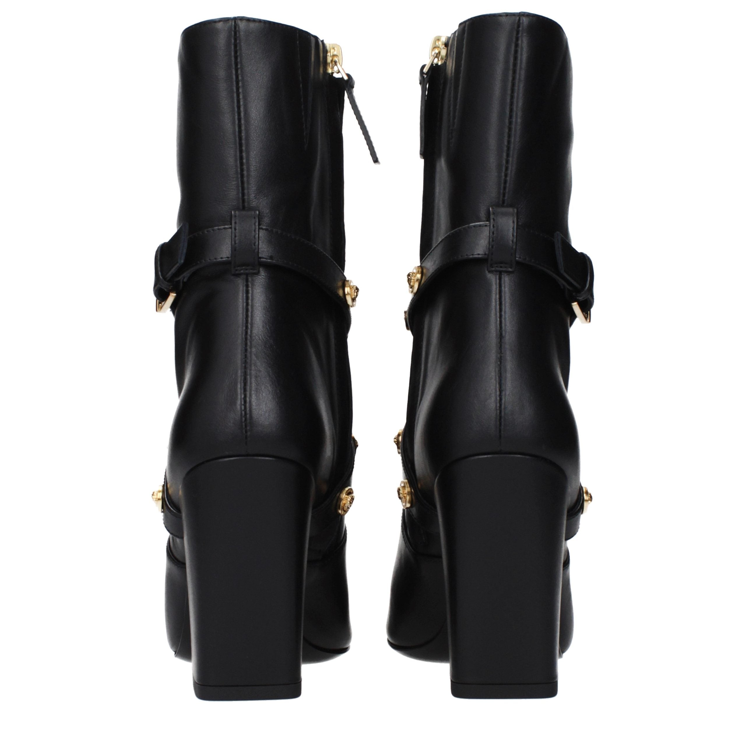 Bottines Versace en cuir noir
