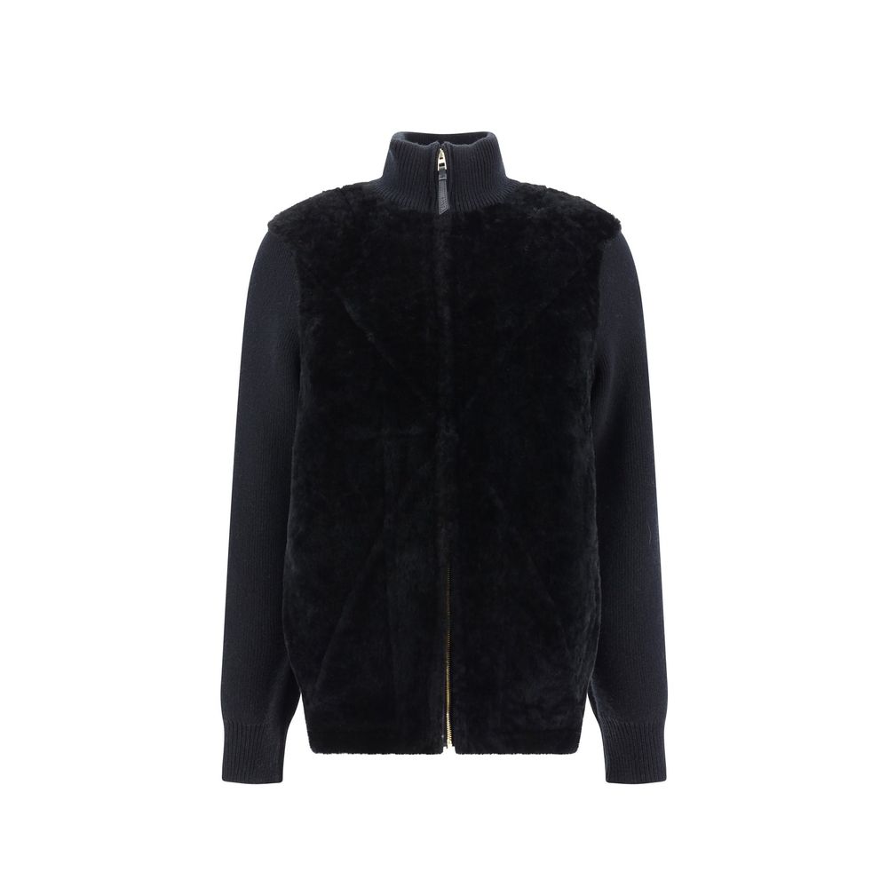 Manteau en fourrure d'agneau noire Loewe