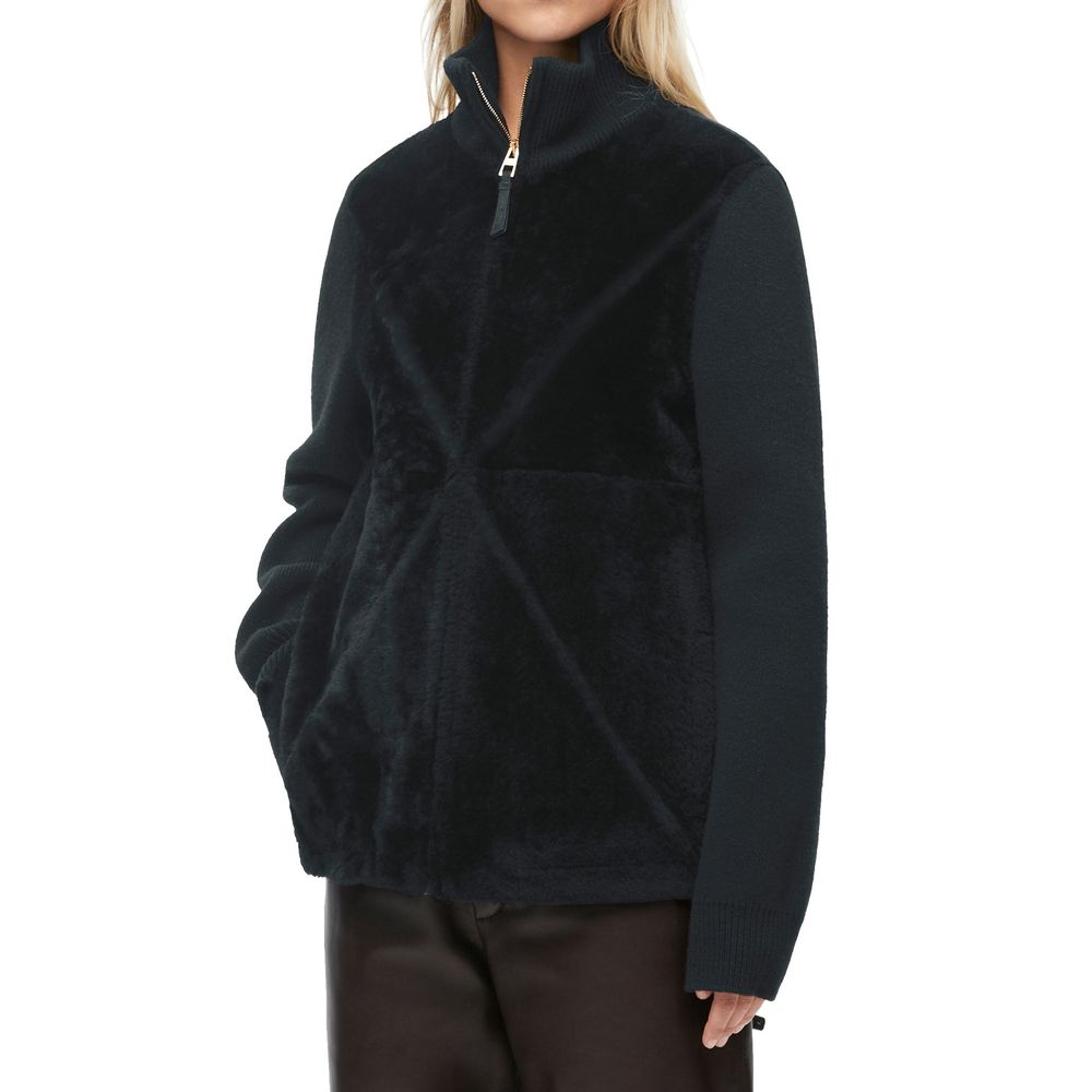 Manteau en fourrure d'agneau noire Loewe