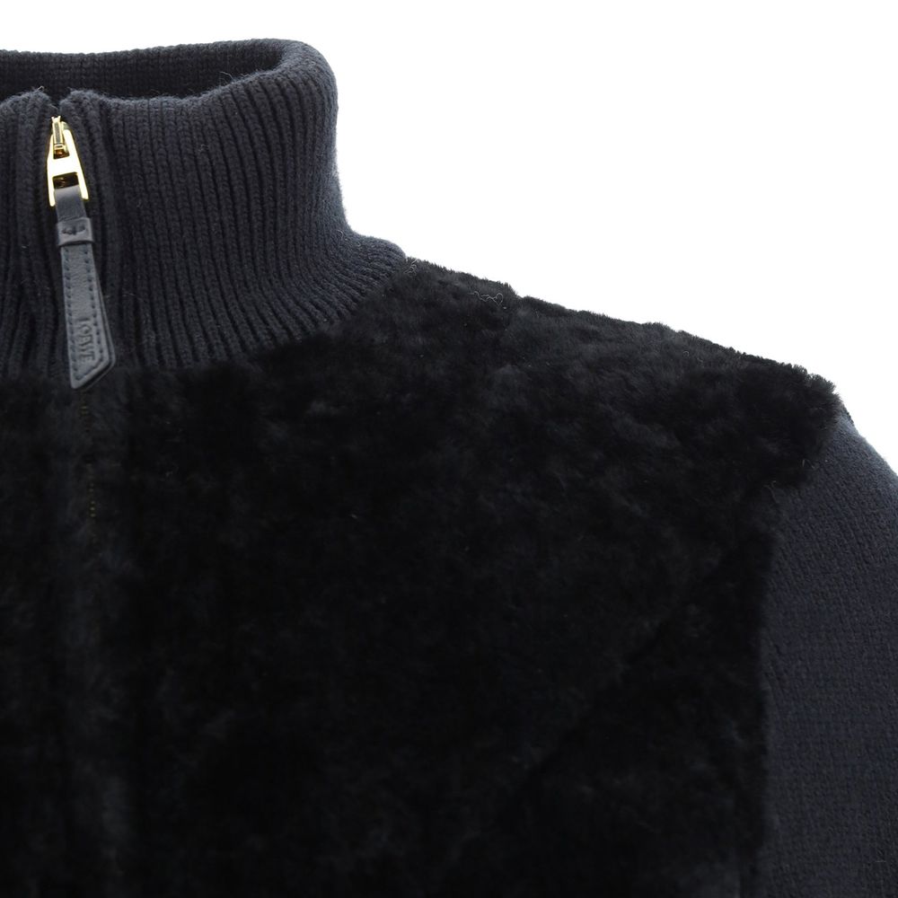 Manteau en fourrure d'agneau noire Loewe