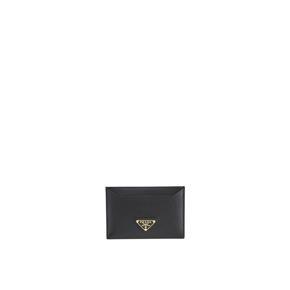 Porte-cartes Prada en cuir de veau noir