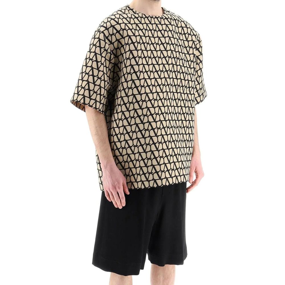 T-shirt en soie marron Valentino Garavani