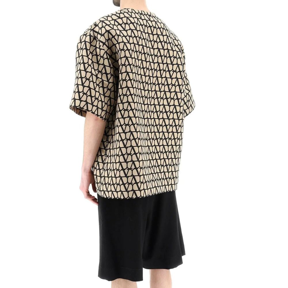 T-shirt en soie marron Valentino Garavani