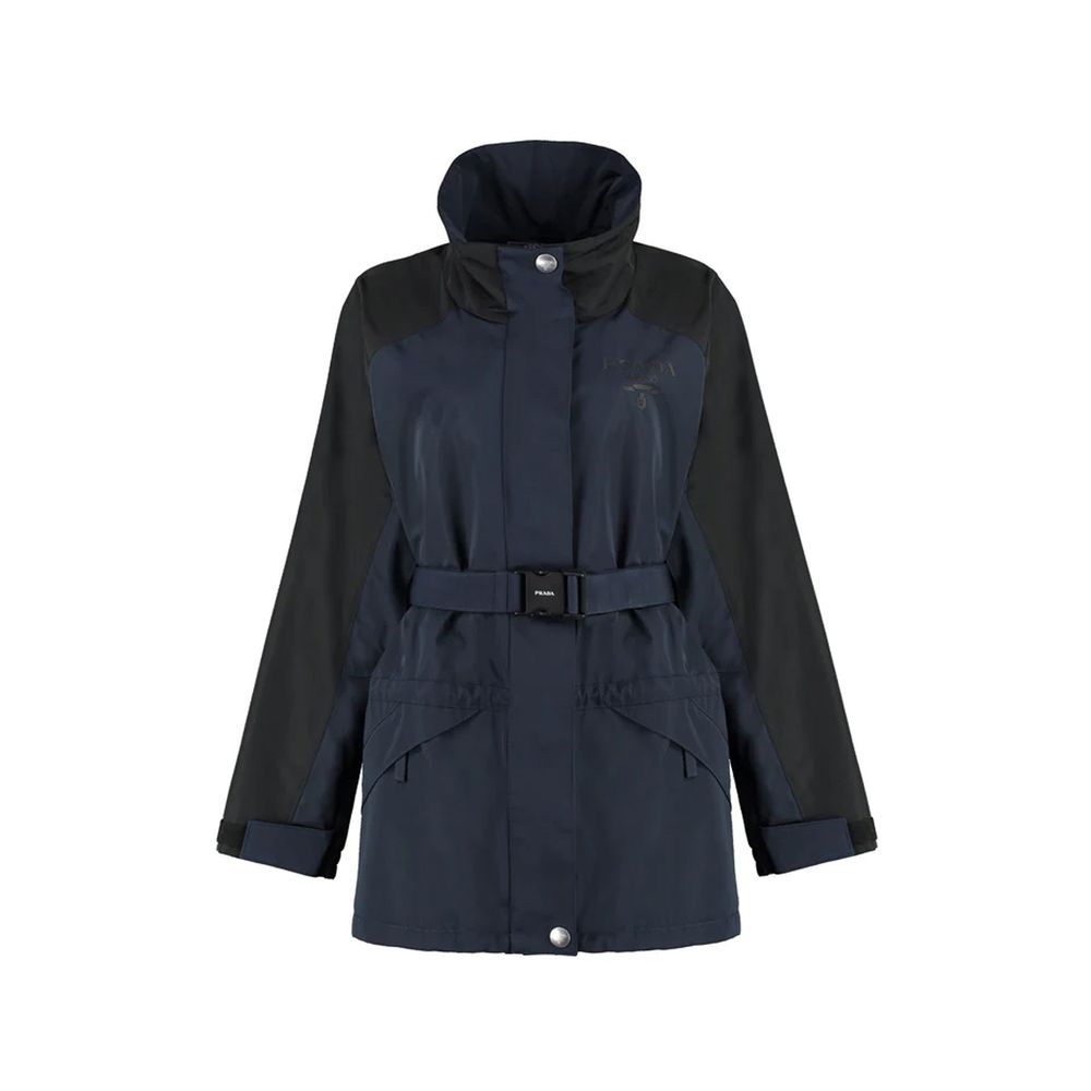 Blouson en nylon bleu Prada