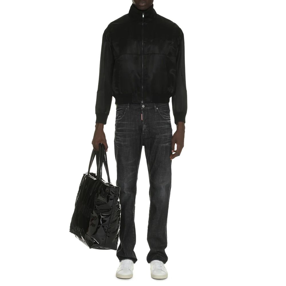 Bomber Saint Laurent en soie noire