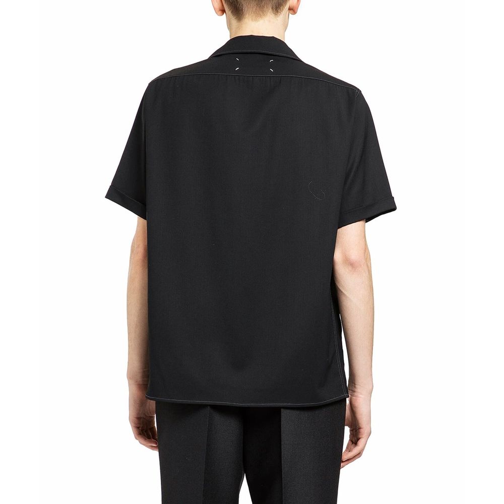 Maison Margiela Chemise noire en laine à manches courtes