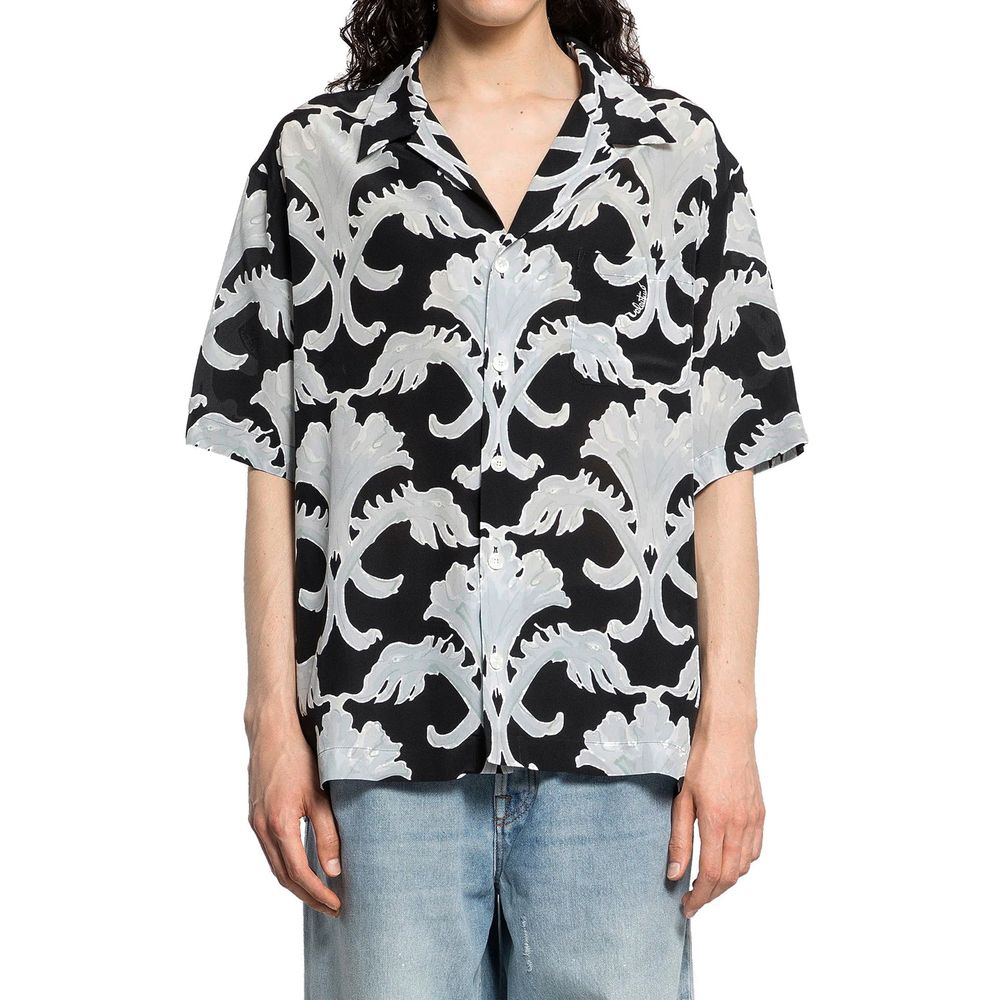 Chemise en soie noire à motifs Valentino Garavani