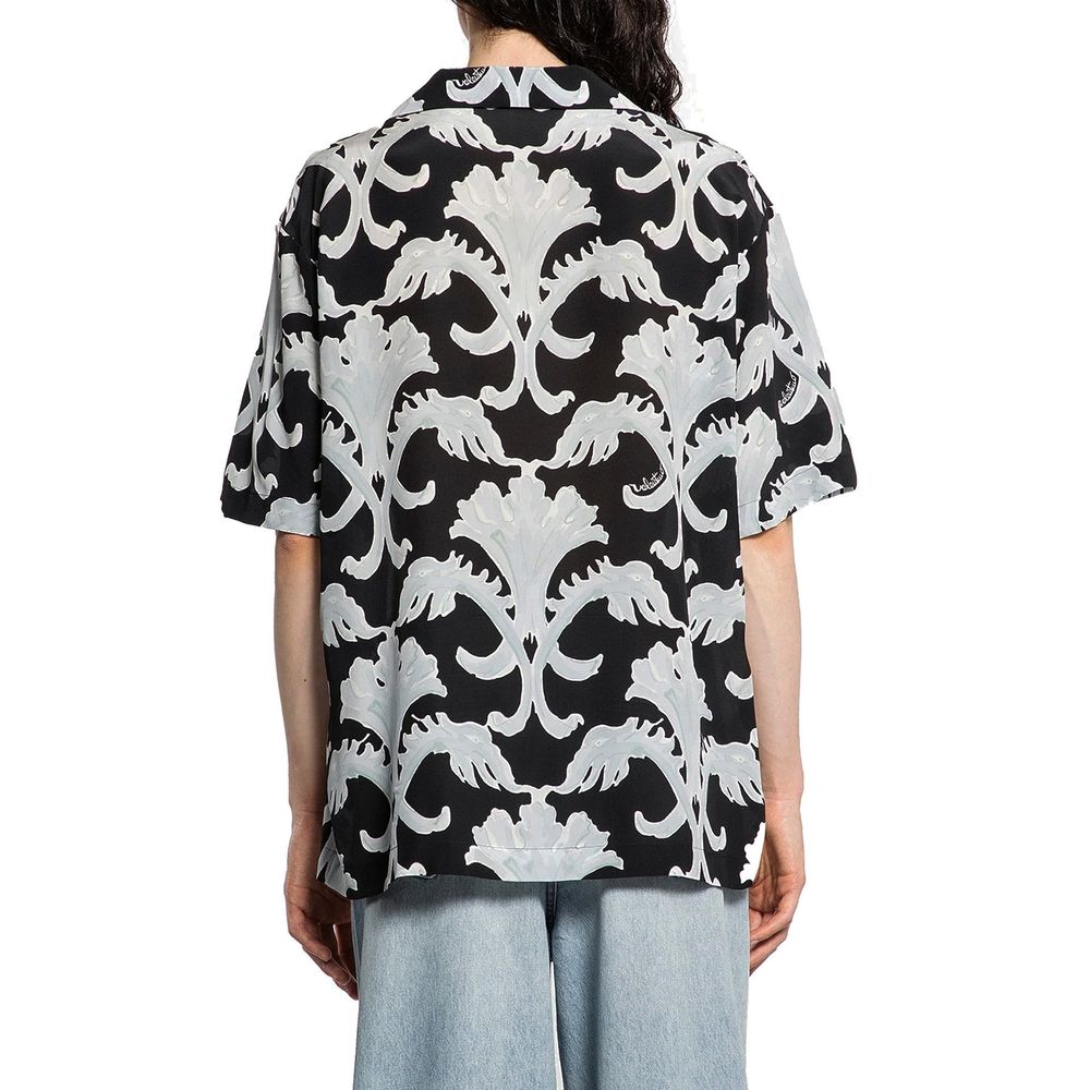 Chemise en soie noire à motifs Valentino Garavani