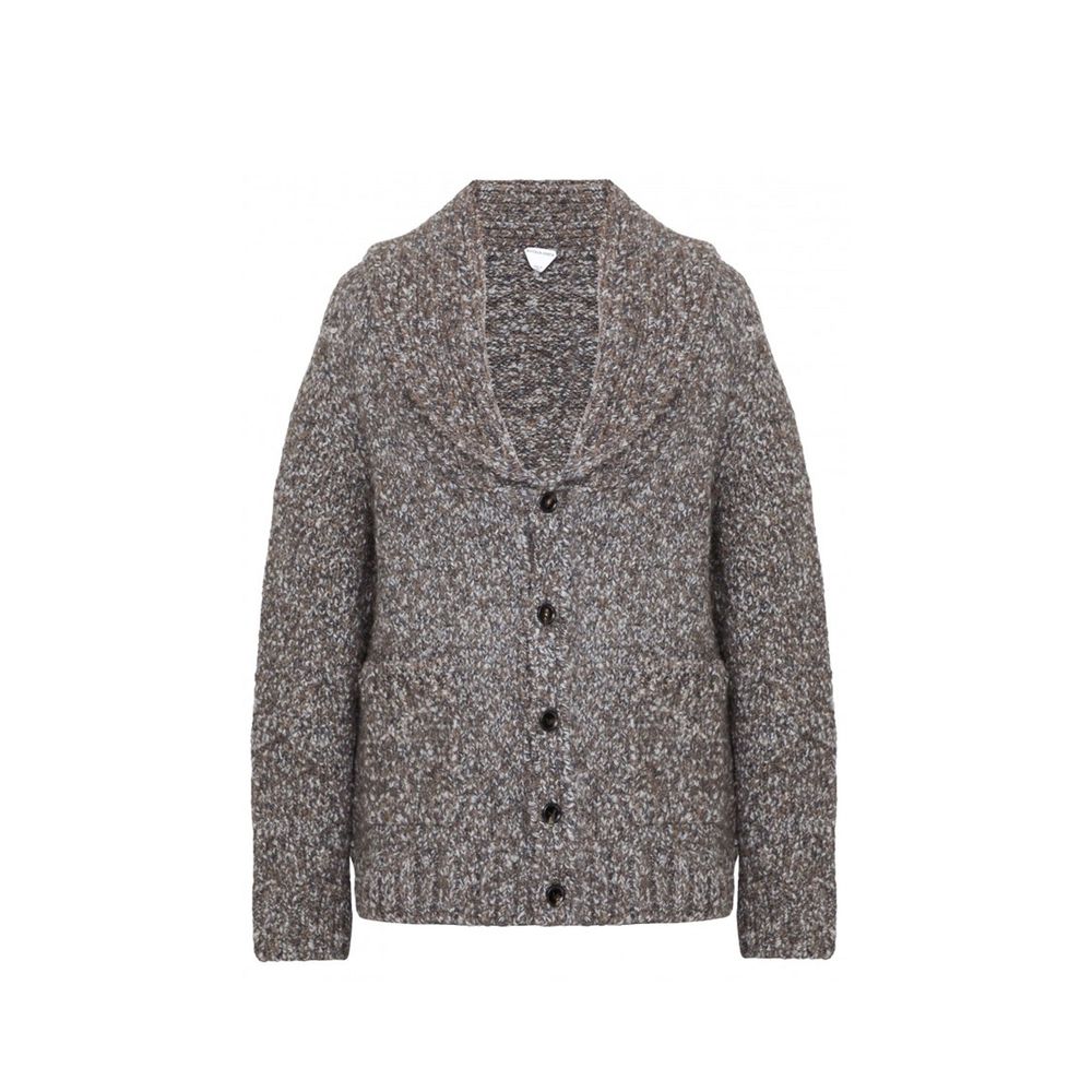 Bottega Veneta Grey Alpaca Leather Cardigan