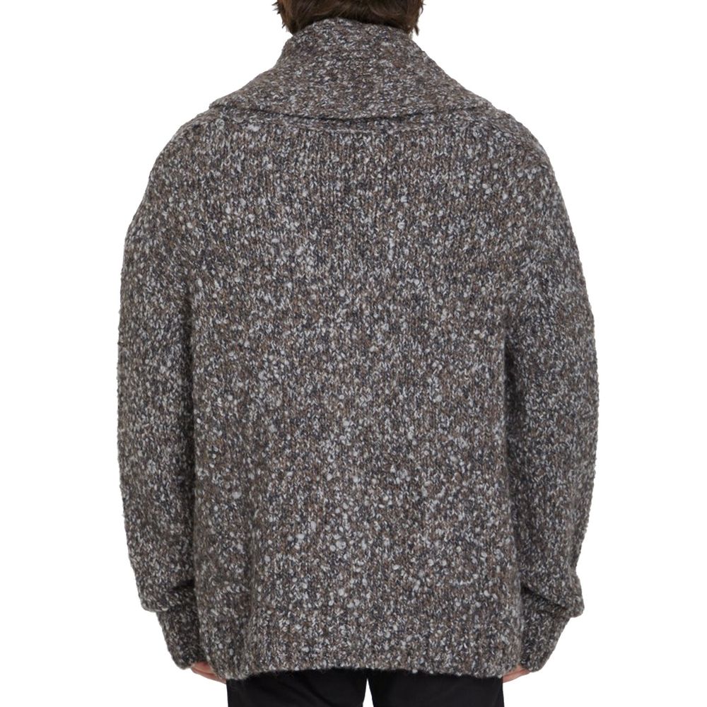 Bottega Veneta Grey Alpaca Leather Cardigan