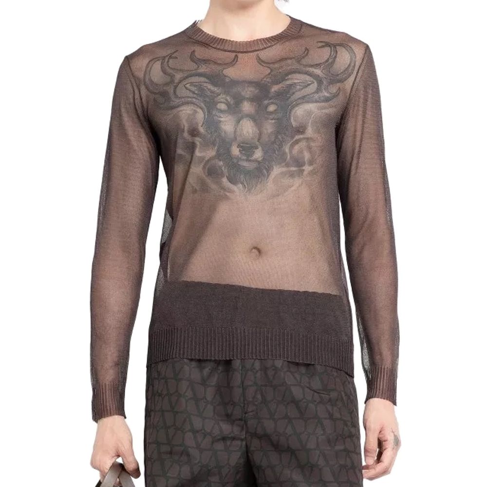 Sweat-shirt Valentino Garavani en soie marron