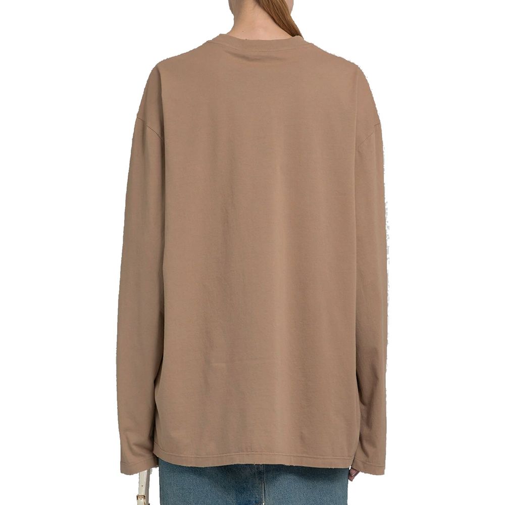 T-shirt à manches longues en coton marron Prada