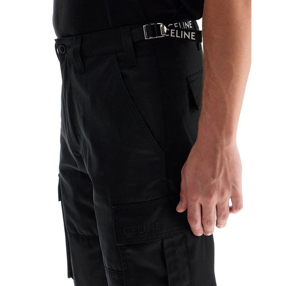Pantalon cargo Celine en coton noir