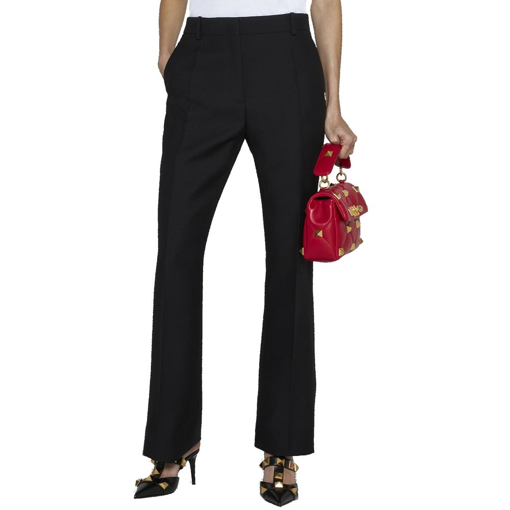Pantalon évasé Valentino Garavani en soie noire
