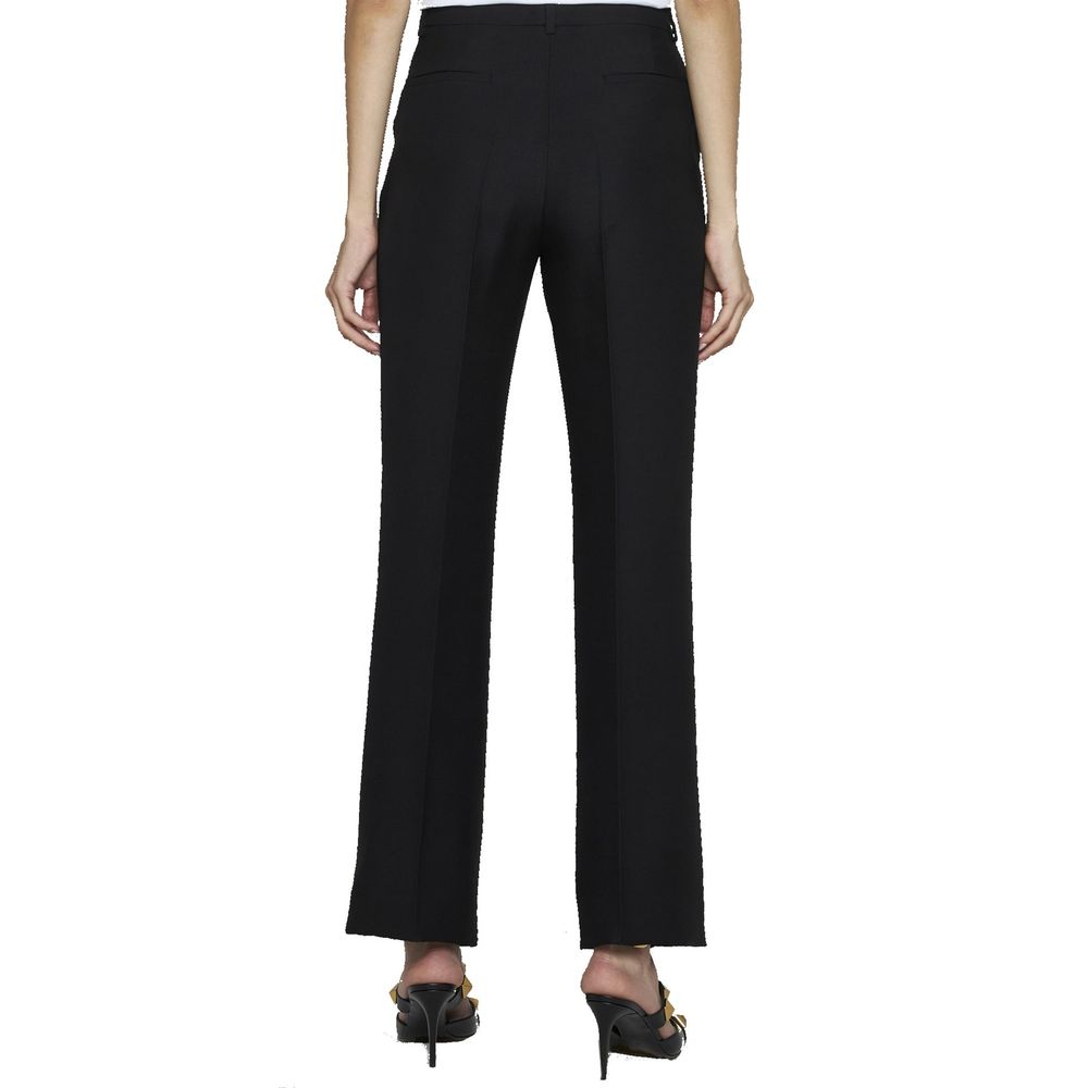 Pantalon évasé Valentino Garavani en soie noire