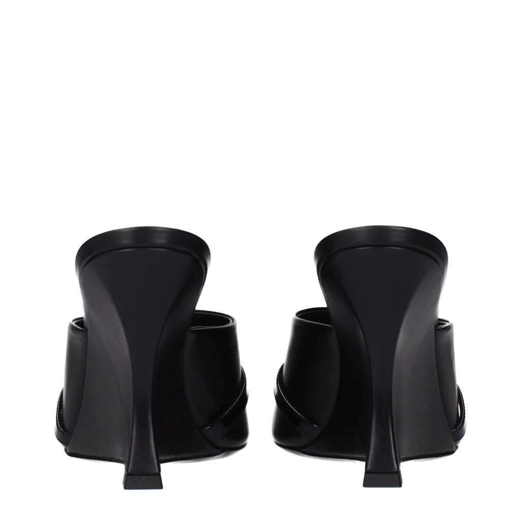 Versace Black Leather Wedge Sandals