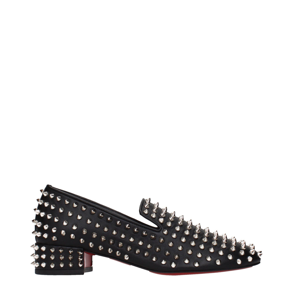 Mocassins à enfiler en cuir noir Christian Louboutin