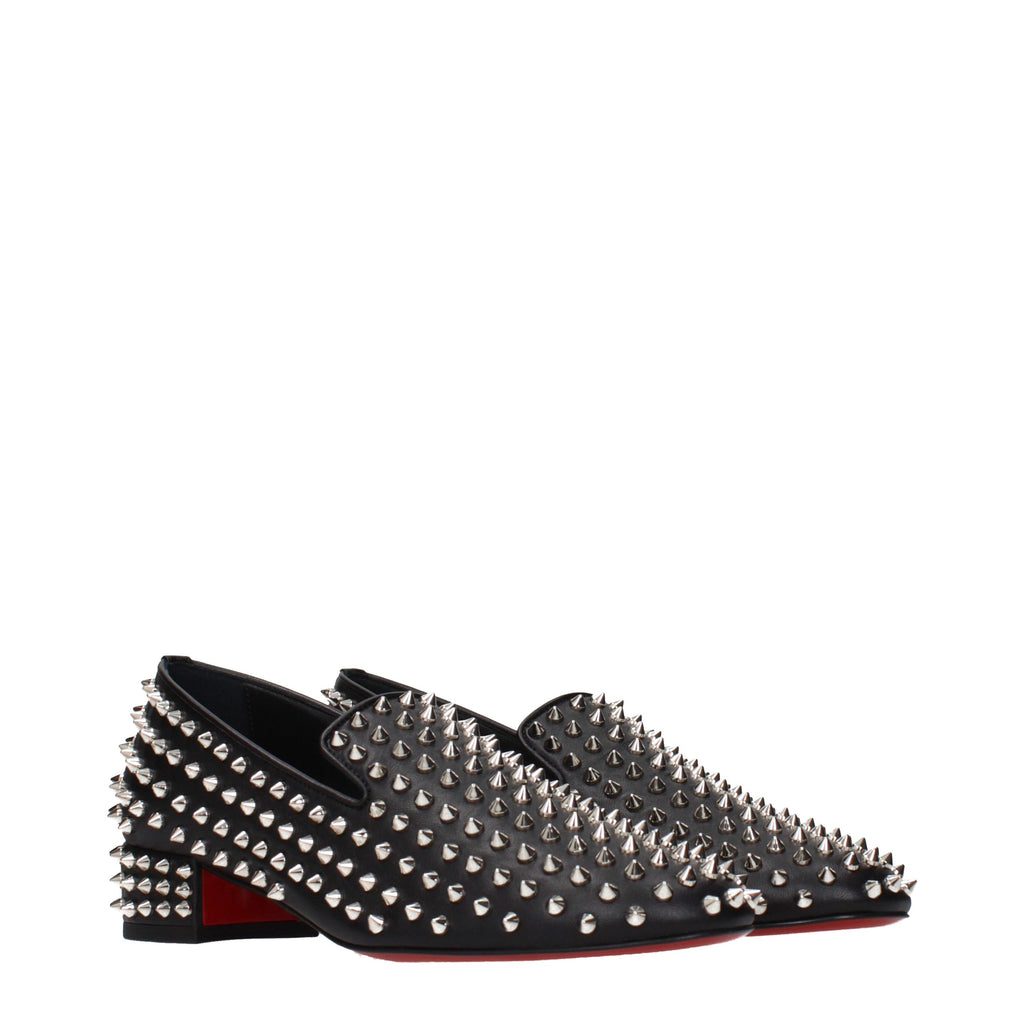 Mocassins à enfiler en cuir noir Christian Louboutin