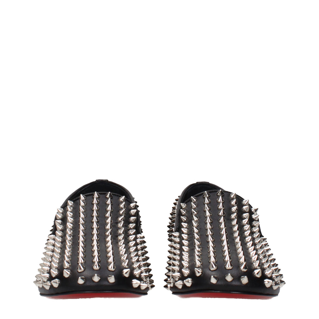 Mocassins à enfiler en cuir noir Christian Louboutin