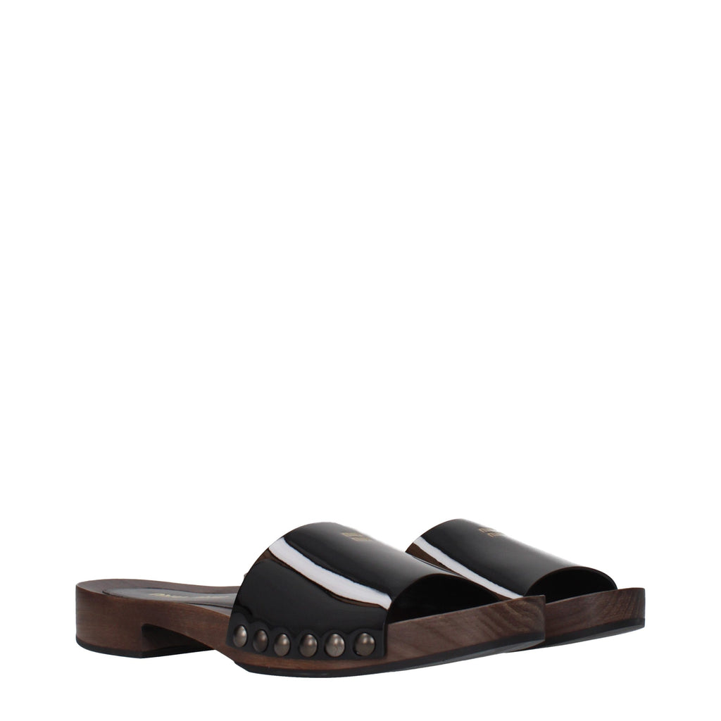 Mules Miu Miu en cuir noir
