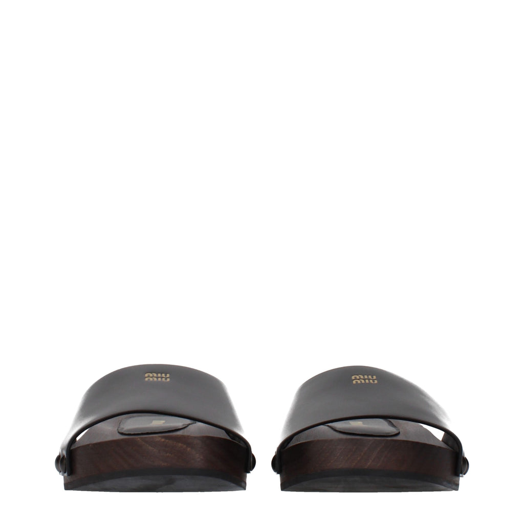 Mules Miu Miu en cuir noir