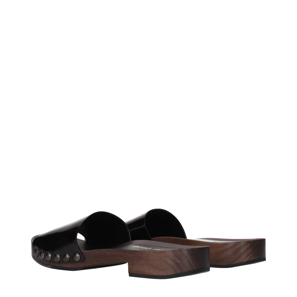 Mules Miu Miu en cuir noir