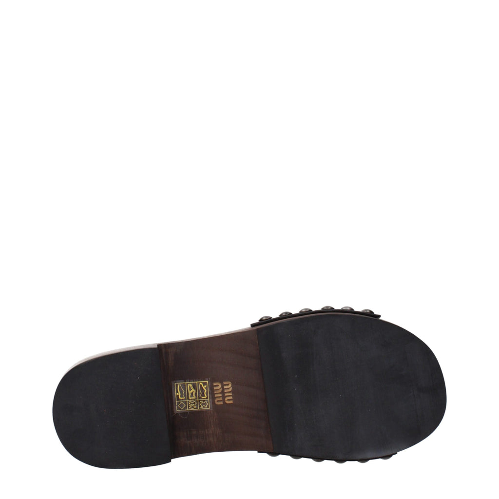 Mules Miu Miu en cuir noir